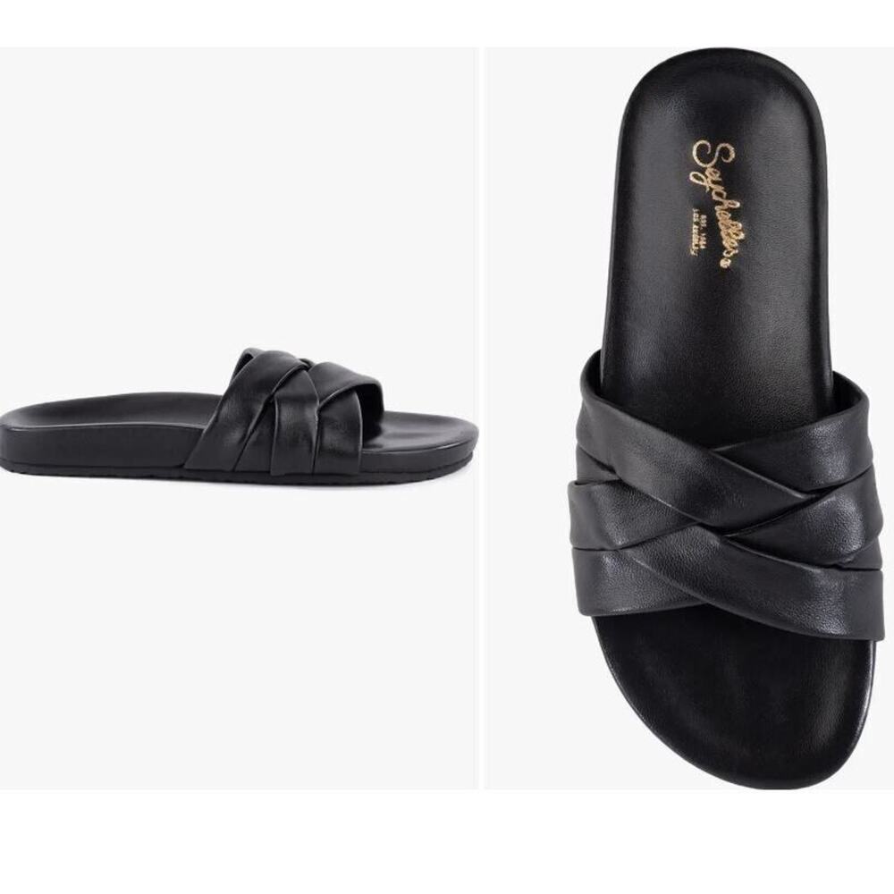 Seychelles Sandals Shoes Womens Size 9 Black Show Me Love Leather Slide NEW NWOB